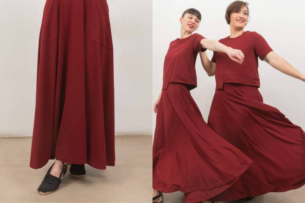 Falda roja capa maxi